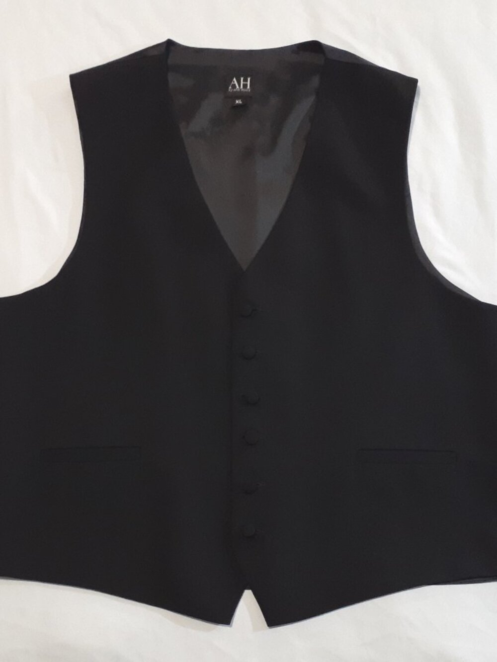 AH by After Hours Vest Mens XL Black Wool Button Up Formal Wear Cinch Back USA